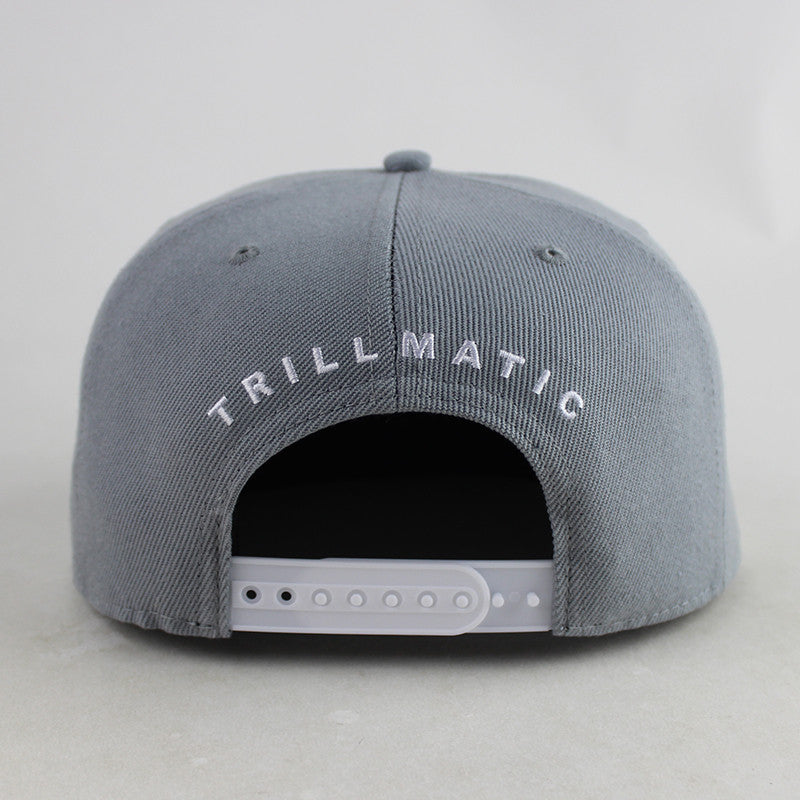 "White Script" Gray w/ Suede Snapback Hat