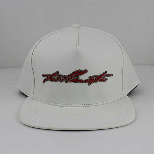 "Cement" White Leather w/ Satin Snapback Hat