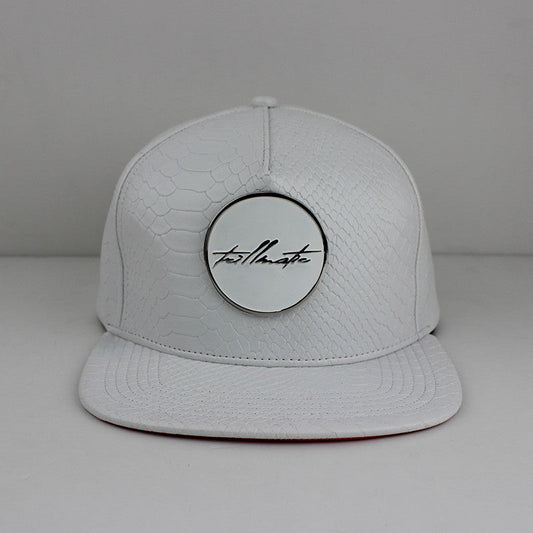 "Round Logo" Snakeskin/Metal/Satin Strapback Hat