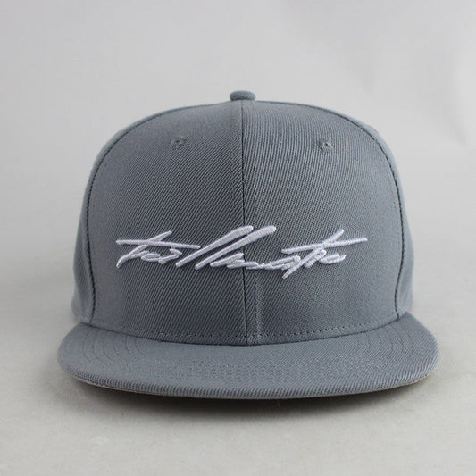 "White Script" Gray w/ Suede Snapback Hat